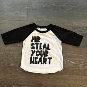 Mr. Steal Your Heart Black and White Kids Raglan Shirt
